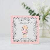 Invitation Pink Princess Baby Girl Douche (Debout devant)