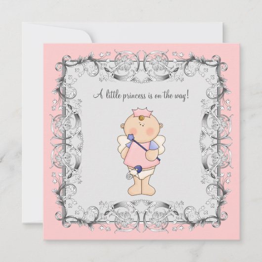 Invitation Pink Princess Baby Girl Douche (Devant)