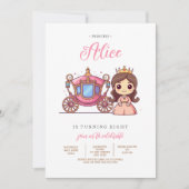 Invitation Pink Princess Carriage Anniversaire Fête Invitatio (Devant)