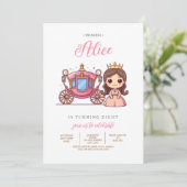 Invitation Pink Princess Carriage Anniversaire Fête Invitatio (Debout devant)