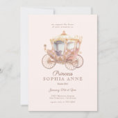Invitation Pink Princess Carriage Fairytale fête d'anniversai (Devant)