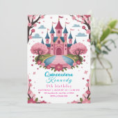 Invitation Pink Princess Castle Birthday for Girls (Debout devant)