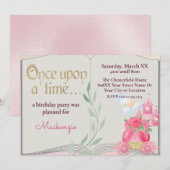 Invitation Pink Princess Castle & Carriage Fairytale Book (Devant / Derrière)
