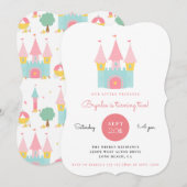 Invitation Pink Princess Castle fête d'anniversaire (Devant / Derrière)