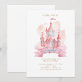 Invitation Pink Princess Castle Girl Anniversaire (Devant / Derrière)