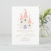 Invitation Pink Princess Castle Girl Anniversaire (Debout devant)
