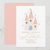 Invitation Pink Princess Castle Girl Anniversaire (Devant / Derrière)