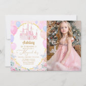 Invitation Pink Princess Castle Girl Anniversaire Photo (Devant)