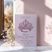 Invitation Pink Princess Crown Élégante fête d'anniversaire