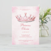 Invitation Pink Princess Crown Fairytale Anniversaire (Debout devant)