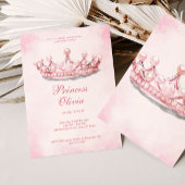 Invitation Pink Princess Crown Fairytale Anniversaire