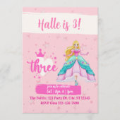 Invitation Pink Princess Doll, 3rd Birthday (Devant)