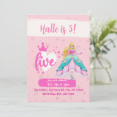 Invitation Pink Princess Doll, 5th Birthday (Debout devant)