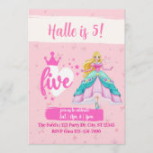 Invitation Pink Princess Doll, 5th Birthday (Devant)