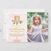 Invitation Pink Princess Floral Cake Girl Photo Anniversaire (Devant)