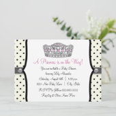 Invitation Pink Princess Pink Black Polka Baby shower (Debout devant)