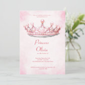 Invitation  Pink Princess Tiara Fairytale Birthday Party (Debout devant)