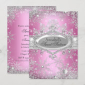 Invitation Pink Princess Winter Wonderland Sweet 16 Invitatio (Devant / Derrière)