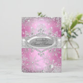 Invitation Pink Princess Winter Wonderland Sweet 16 Invitatio (Debout devant)