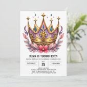 Invitation Pink Printable Princess Crown Anniversaire (Debout devant)