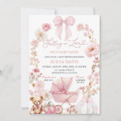 Invitation Pink Pumpkin Coquette Baby Carriage Baby Shower (Devant)