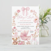 Invitation Pink Pumpkin Coquette Baby Carriage Baby Shower (Debout devant)