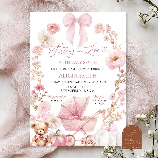 Invitation Pink Pumpkin Coquette Baby Carriage Baby Shower