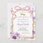Invitation Pink Purple Bow Coquette Twins Butterfly (Devant)