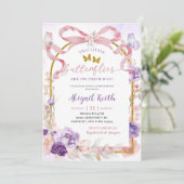 Invitation Pink Purple Bow Coquette Twins Butterfly Invitatio (Debout devant)