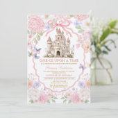Invitation Pink Purple castle Butterflies Royal 1st Birthday  (Debout devant)
