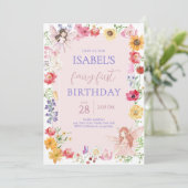 Invitation Pink Purple Fairy Premier anniversaire (Debout devant)