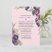 Invitation Pink Purple Fig Aquarelle Floral Mariage Inviter (Debout devant)