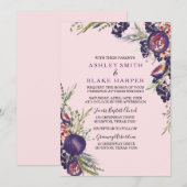 Invitation Pink Purple Fig Aquarelle Floral Mariage Inviter (Devant / Derrière)