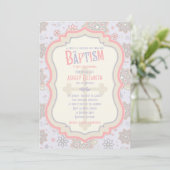 Invitation Pink Purple Floral Cross Baptism (Debout devant)