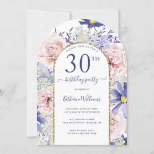 Invitation Pink Purple Floral Gold Arch 30e fête d'anniversai