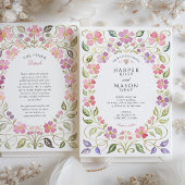 Invitation Pink & Purple Floral Petal Frame Wedding