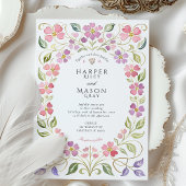 Invitation Pink & Purple Floral Petal Frame Wedding