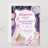 Invitation Pink Purple Girl Sleepover Birthday (Devant)