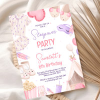 Pink Purple Girls Sleepover Fête Anniversaire
