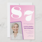 Invitation Pink Purple Gradient Photo 87e anniversaire (Devant)