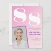 Invitation Pink Purple Gradient Photo 88e anniversaire (Devant)