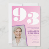 Invitation Pink Purple Gradient Photo 93e anniversaire (Devant)