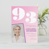 Invitation Pink Purple Gradient Photo 93e anniversaire (Debout devant)