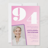 Invitation Pink Purple Gradient Photo 94e anniversaire (Devant)