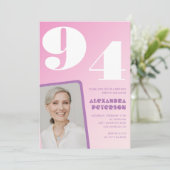 Invitation Pink Purple Gradient Photo 94e anniversaire (Debout devant)