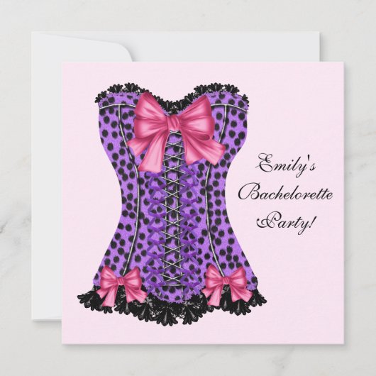 Invitation Pink & Purple Leopard Corset Purple Bachelorette P (Devant)