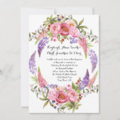 Invitation Pink Purple Lupines Peonies Aquarelle Mariages (Devant)