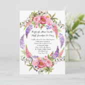 Invitation Pink Purple Lupines Peonies Aquarelle Mariages (Debout devant)