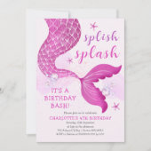 Invitation Pink Purple Mermaid Queue Anniversaire (Devant)