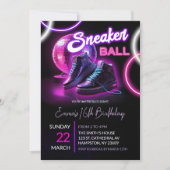 Invitation Pink Purple Neon Discoball Sneakerball Anniversair (Devant)